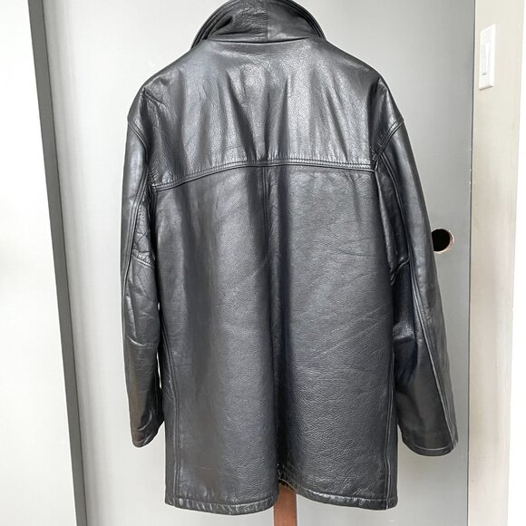 Schott NYC men leather jacket long with lining  heavy k leather vintage size 46 - Picture 2 of 10